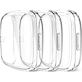 Maledan Ultra Thin Screen Protector Case Compatible with Fitbit Versa 2, 3 Pack TPU HD Full Protective Case Cover Scratch Res