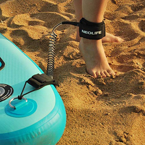 Neolife Coiled Premium Surfboard Leash,Stand Up Paddle Board Leash Ankle Strap Leg Rope with Double Stainless Steel Swivels for Longboard Snowboard Sup Leashes(7Ft Transparent Black