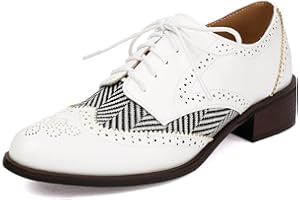 Roimaash Leisure Oxford Shoes Women Two Tone Wingtip Brogue Shoes