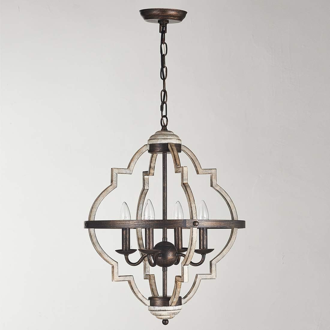 TZOE Orb 4-Light Metal Chandelier，Rustic Vintage Chandelier，Stardust Finish，Foyer Light，Adjustable Height，Dining Room Lighting Fixtures Hanging，Living Room Light，Kitchen Chandelier UL Listed - - 