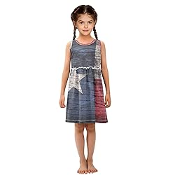 Aflyko Girls Sleeveless Dress Texas Flag Wooden