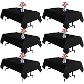Yemosa Black Table Cloths Rectangle, 6 Pack 60 x 102 Inch, Polyester Washable Fabric Tablecloth for Wedding Banquet, Restaurant, Parties