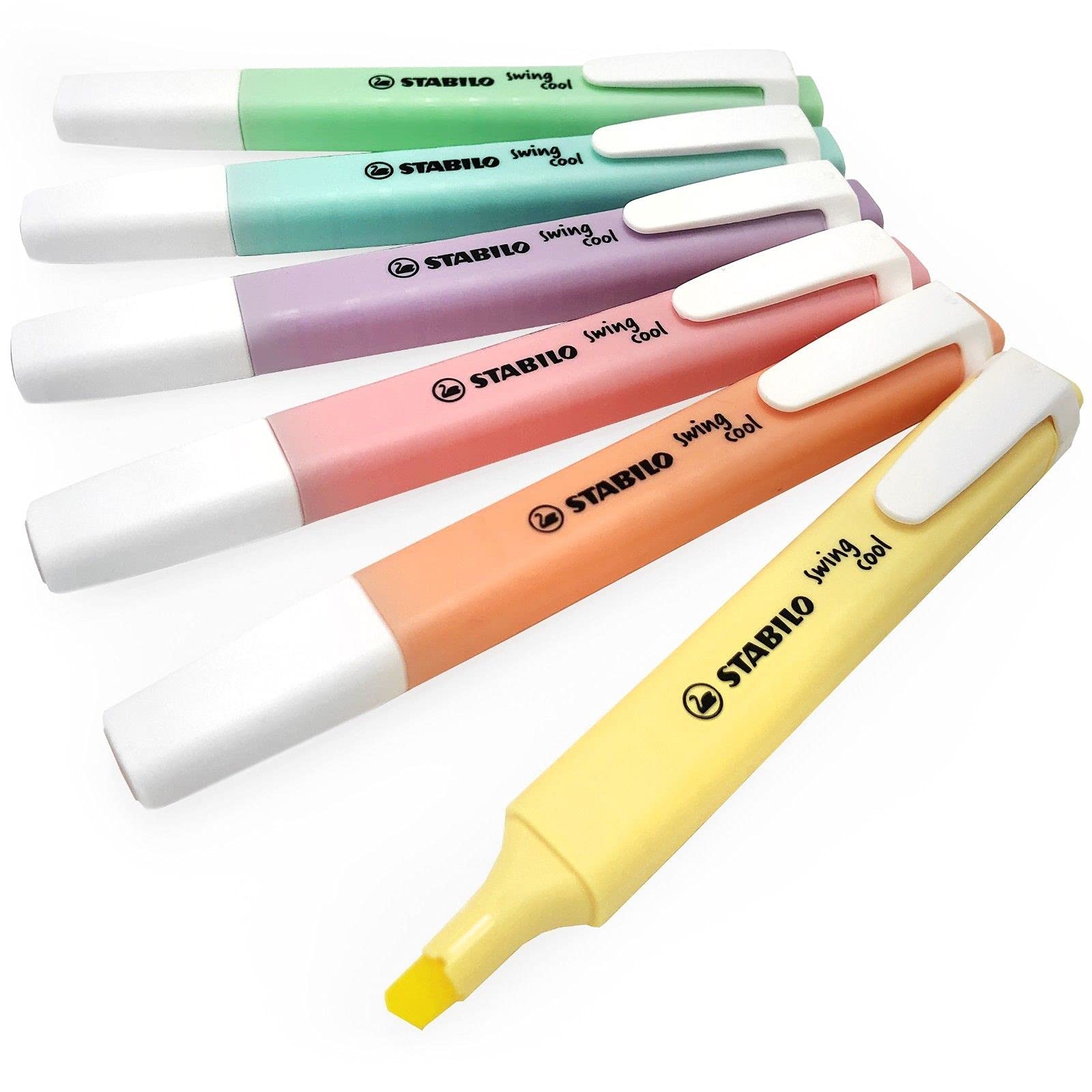 Highlighter - STABILO swing cool Pastel - Pack of 6 - Assorted Colours