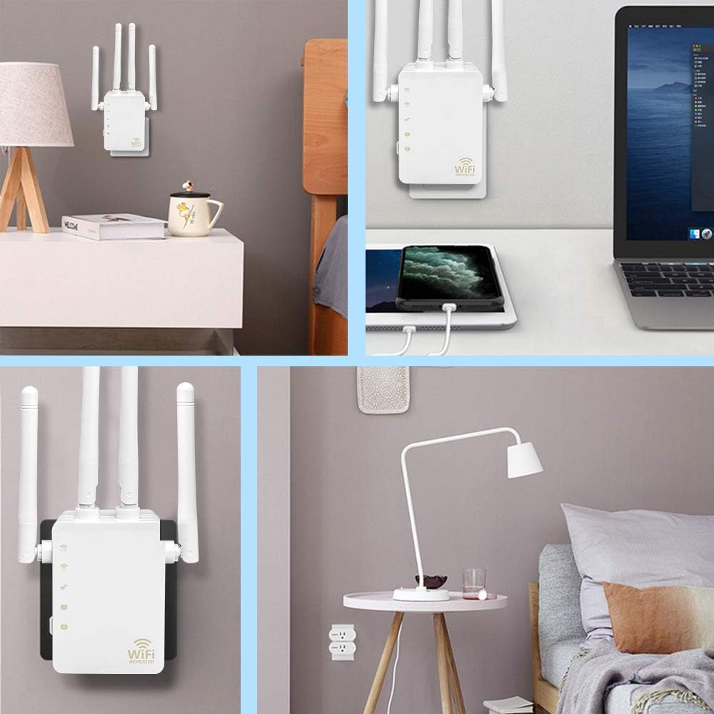 WiFi Repeater - WiFi Booster,Signal Extender, Coverage Up to 2500 sq.ft,1200 Mbps 2.4 & 5GHz Wireless Internet Amplifier - Covers 20 Devices with 4 External Advanced Antennas.: Computers & Accessories