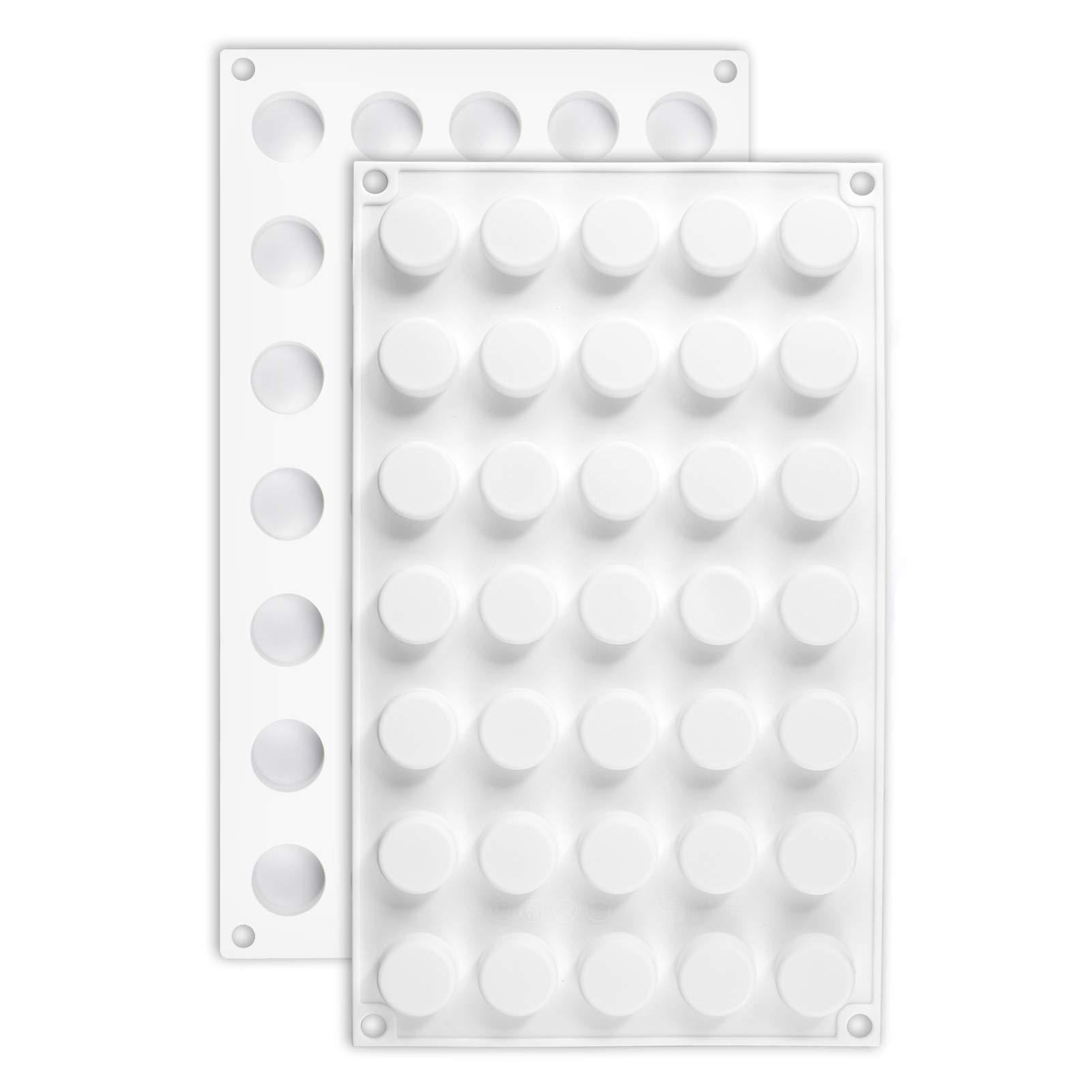 Photo 1 of Palksky (2 Pack) 35 Cavity Cylinder Candy Mold/Mini Round Column Silicone Mold for Gummy Chocolate Truffles Ganache Jelly Pralines Caramels