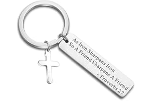 MAOFAED Christian Jewelry Best Friend Keychain As Iron Sharpens Iron So A Friend Sharpens A Friend Bible Verse Keychain