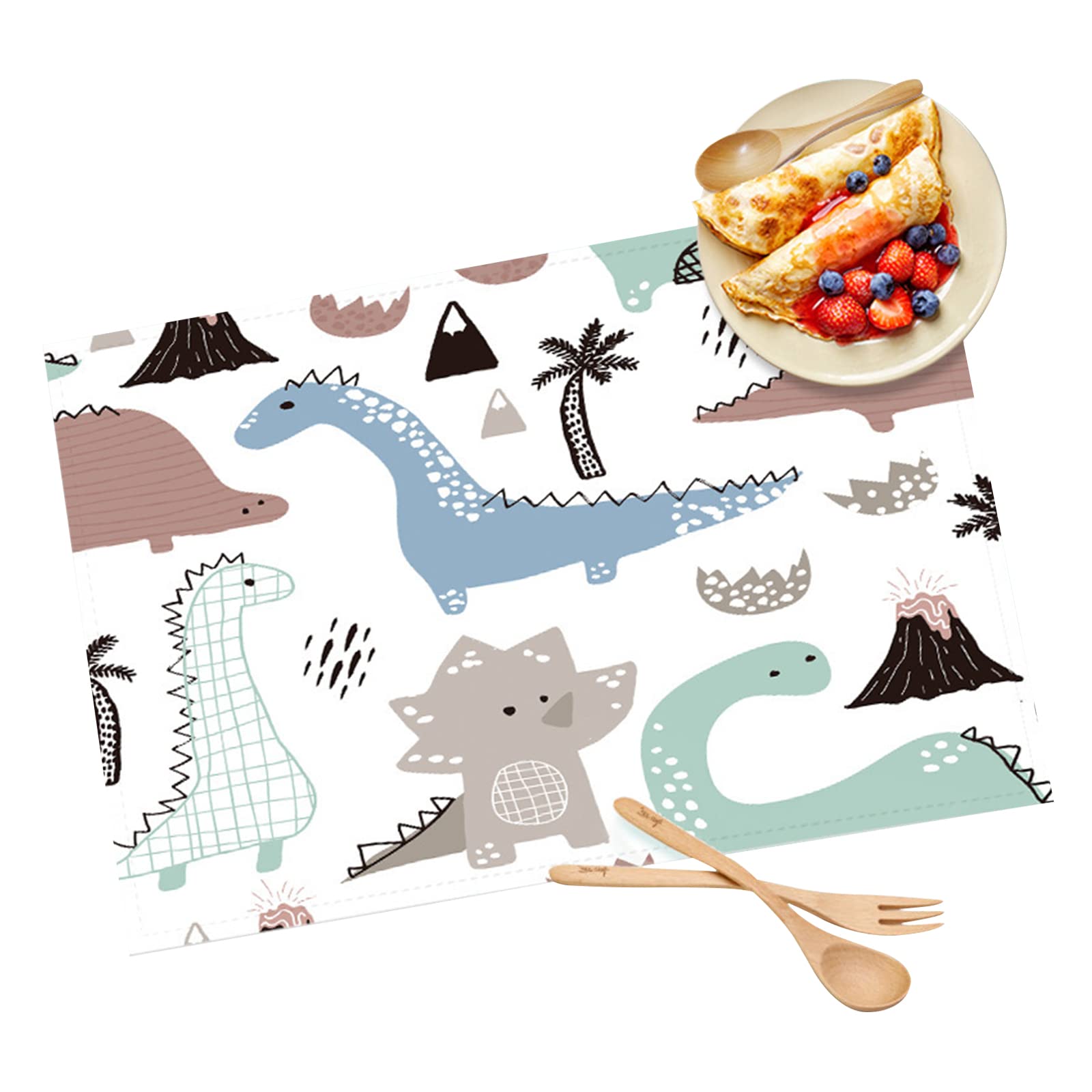 Olymajy Childrens Placemats, Kids Table Mat Light Waterproof And Stain-Resistant, Cute Cartoon Dinosaur Table Mat 13.8 × 9.8 in