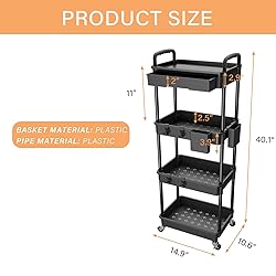 4 Tier Rolling Utility Cart with Drawer,REBECAT