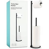 Toilet Paper Holder Stand, Bathroom Toilet Paper Roll Holder Stand with Reserve, Standing Toilet Paper Holder with Storage