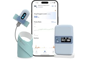 Babytone Baby Sleep Monitor with Base Station- Smart Sleep Sock, Tracking Heart Rate and Movement, Wearable Baby Foot Monitor with Bluetooth and APP, for 0-36 Months Newborn