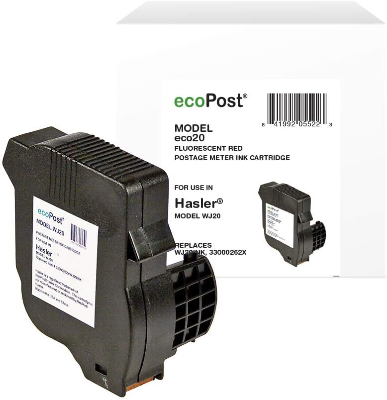 ecoPostECO20 Compatible Red Ink Cartridge Replacement for Hasler Postage Meter WJ20INK/33000262X (Red)