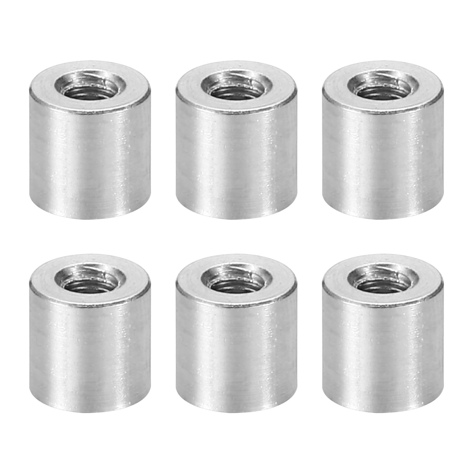 PATIKIL 12pcs M3 Metal Threaded Standoff Spacer Nuts, Round Aluminum Spacers Female Coupling Screws, 1/8" ID x 1/4" OD, Silver, (6mm L)