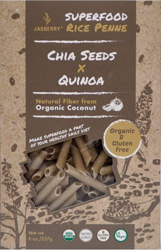 Jasberry Pasta Organic Superfood Gluten-Free Penne with Chia Seeds and Quinoa 8 Ounces (Pack of 1)