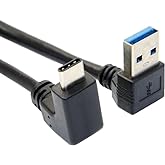 cablecc USB 3.1 USB-C Up Down Angled to 90 Degree Down Angled A Male Data Cable for Tablet Phone (100cm)