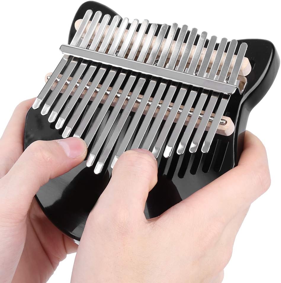 Thumb Piano Kit,Kalimba Crystal Fox Shape 17 Key for Beginner Compact Structure with Bag Tuning Hammer Bracket Wiping Cloth Music Instrument(black) Musical Instrument - Image 4