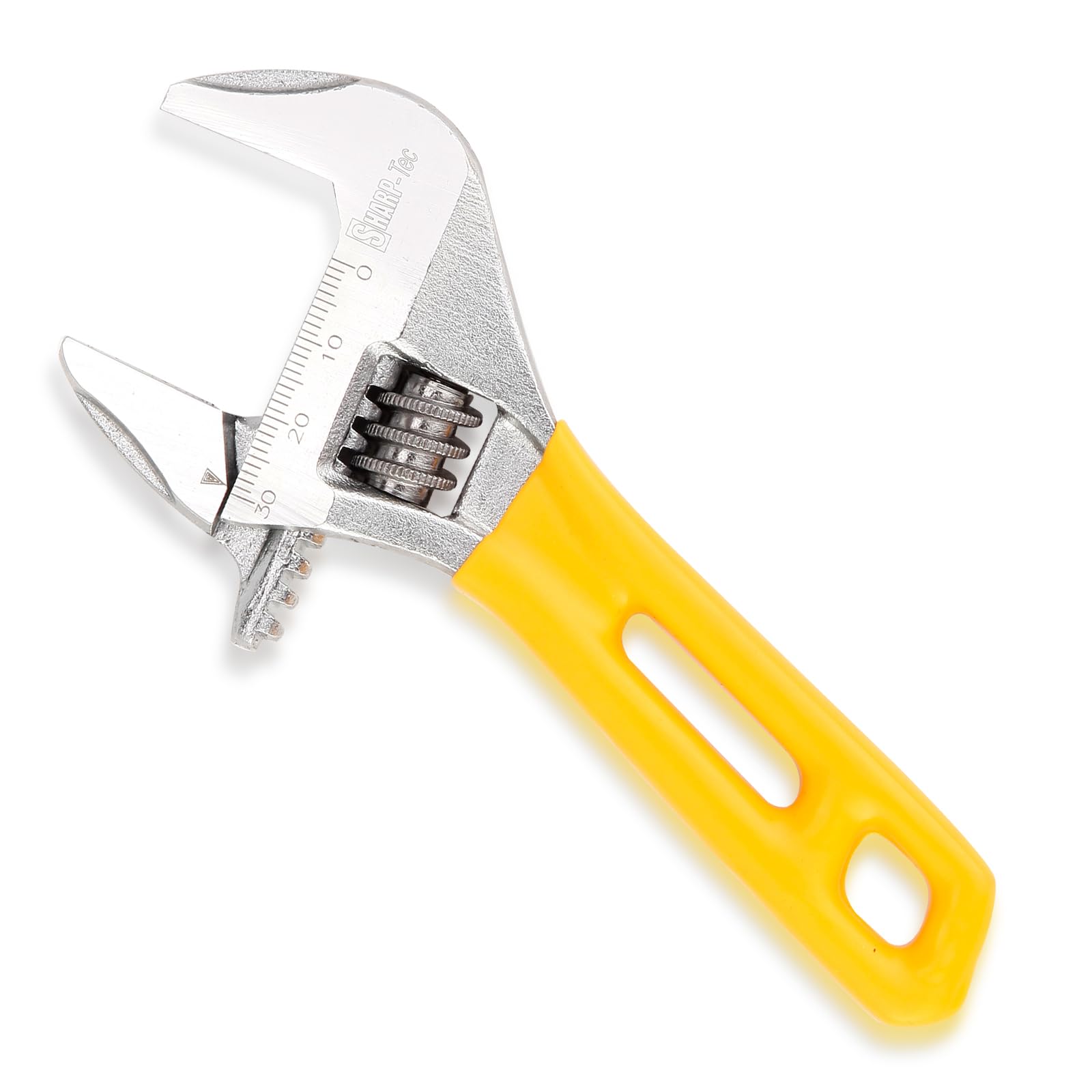 Sharp-tec Small Adjustable Spanner 5-inch/125mm, Stubby Slim Thin Plumbers Wrench, Max-Opening 30mm Wide Jaw Adjustable Spanner for Basin Waste Under Sink, Plumbing Hand Tool