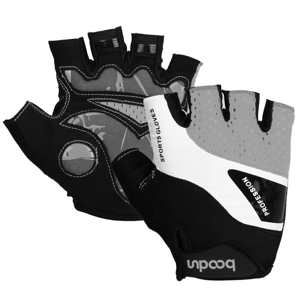 Vbiger Cycling Gloves, Men\'s Half Finger Biking Gloves MTB Gloves with Anti-Shock Gel Pad (B-Grey, M)