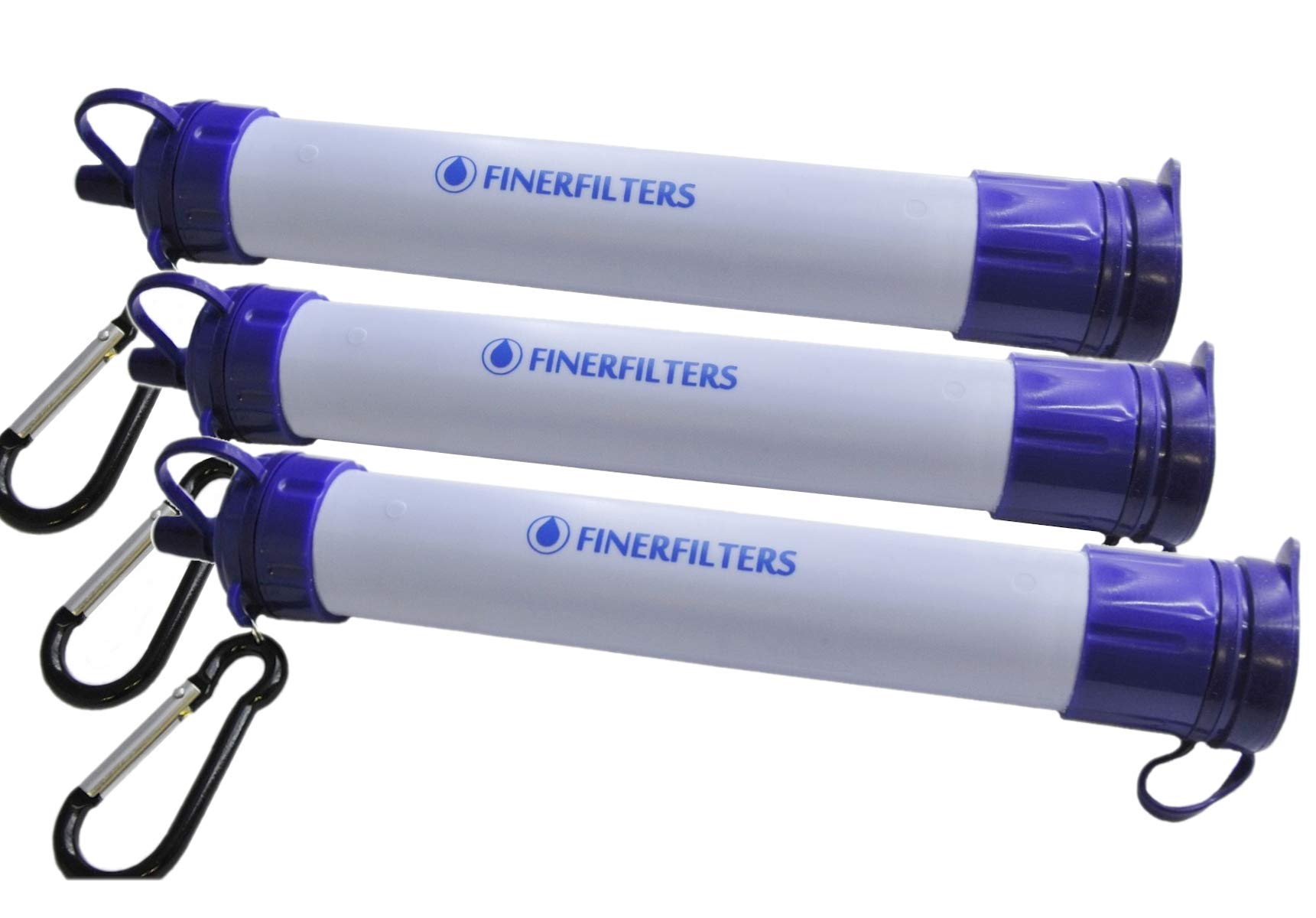 FINERFILTERS Personal Portable Water Filter Straw - 0.01 Micron Filter Membrane Provides Microbiological Water Purification, Ideal For Camping & Hiking etc. (3 Pack)