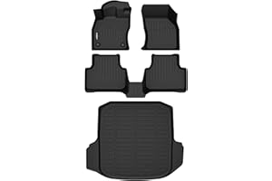 GINOWY-Floor Mats & Cargo Liner for Volkswagen VW Jetta 2019-2024 2025 2026 | TPE All Weather Mats for VW Jetta Accessories Cargo Trunk Mat Trunk Liner