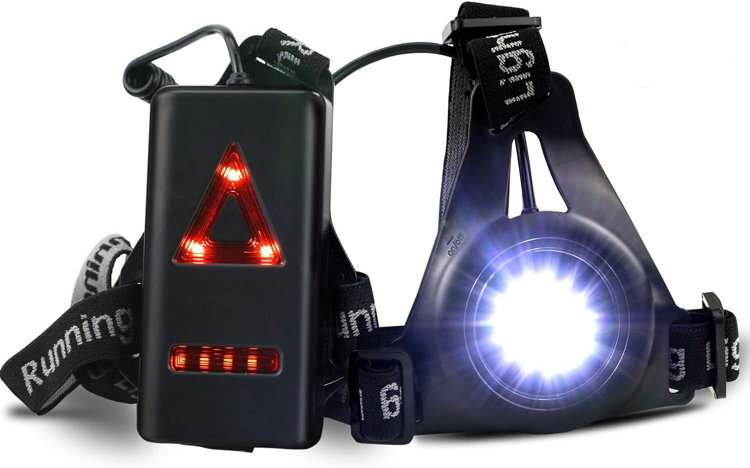 ATNKE LED Chest Torch, USB Rechargeable Night Running Light Lamp,Bright Waterproof Comfortable High Visibility Adjustable Flashlight with Taillight 3 Lighting Modes