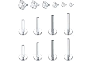 Aumeo 16G 18G Labret Jewelry Surgical Steel Internally Threaded Lip Rings Nose Stud Earrings CZ Tragus Medusa Monroe Piercing Jewelry