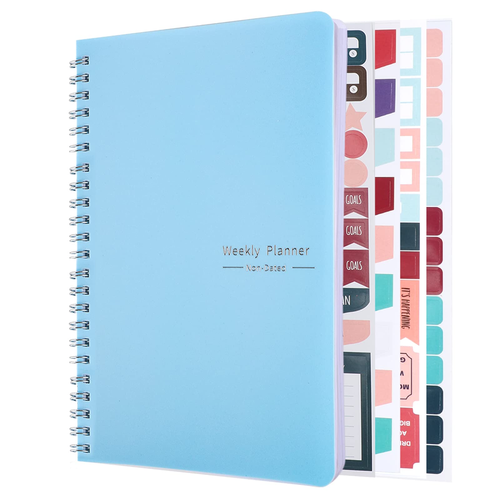 Weekly Planner Notebook, A5 Spiral To Do List Notebook 52 Weekly Goals Planner with Habit Tracker Daily Planner for 2023 Students, Work, Productivity（Blue） — image 1