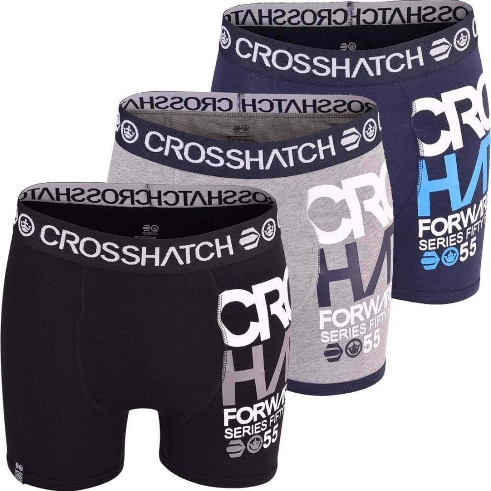 Crosshatch 3 Pack Mens Designer 'Multi Parader' Boxer Shorts Boxers Underwear Trunks Gift Set