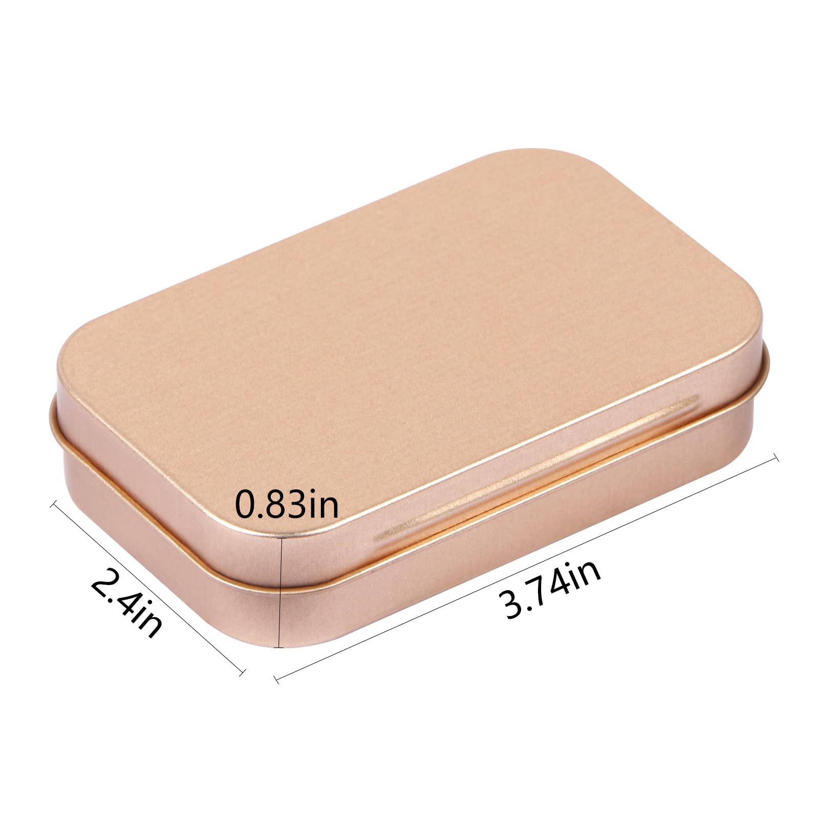 MIDELONG 3 Pack Metal Rectangular Hinged Tins Box with Lid Mini Portable Box Empty Craft Containers Small Storage Kit Home Outdoors Organizer for Soap Mint Cookie 3.8x2.4x0.8 inch, Rose Gold