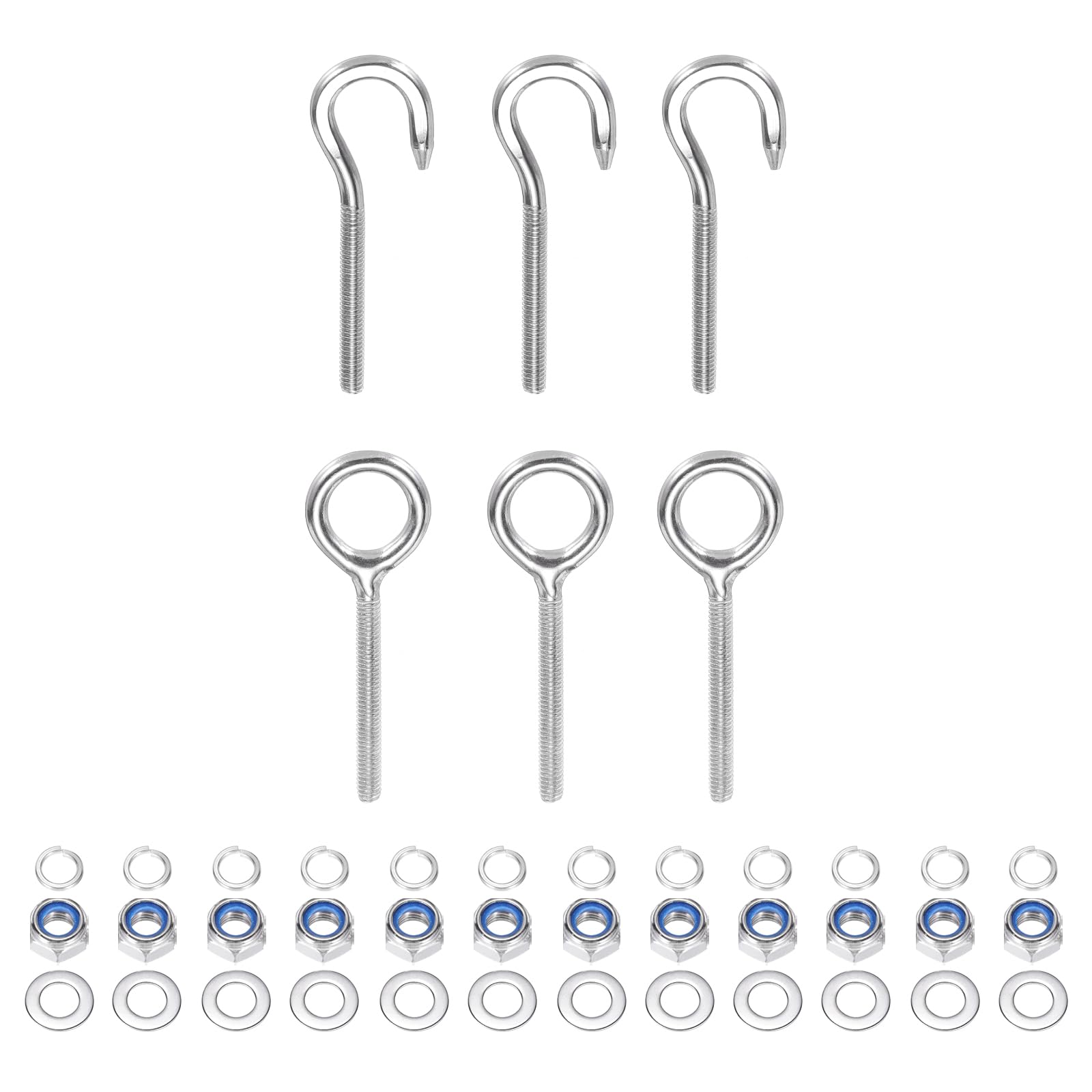PATIKIL M4 Ring Eye Bolts, 3Pcs 304 Stainless Steel Lifting Ring Threaded Eye bolt with Nuts Washers for Hanging Hammocks Articles