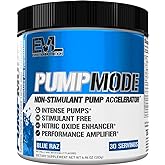 EVL PumpMode Nitric Oxide Supplement - Nitric Oxide Booster Pump Pre Workout Powder with Glycerol and Betaine for Muscle Recovery Growth and Endurance - Stim Free Pre Workout Drink (Blue Raz)