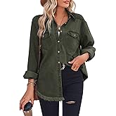 Zilcremo Women Denim Shirt Chambray Collared Jean Shirts Long Sleeve Pocket Button Down Blouses