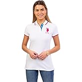 U.S. Polo Assn. Womens Triple Crown Short Sleeve Stretch Pique Polo Shirt