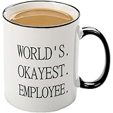 Mecai Funny Office Mug-Worlds Okayest Employee- Present for Coworker Ceramic Coffee Mugs Boss Gifts Work Appreciation Award