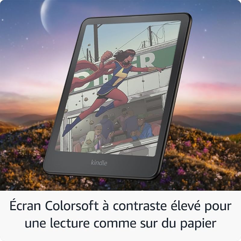 Kindle Colorsoft Signature Edition 32 Go (modèle 2024) : avec écran couleur, éclairage avant à réglage automatique, charge sans fil et grande autonomie (noir métallisé)