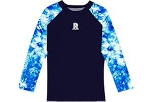 Remimi Boys Girls Long Sleeve Rash Guard UPF 50 Sun Protection Surf Swim Shirt 3-12 Years