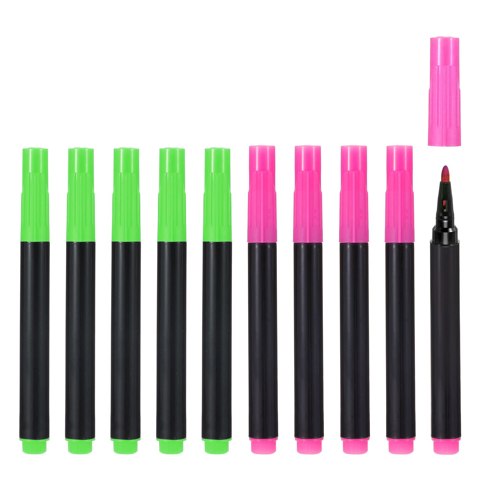 PATIKIL Dry Erase Marker Pens, 10 Pack Rose Red+Green Ink Fine Point Low Odor Whiteboard for Office Home Classroom, Black