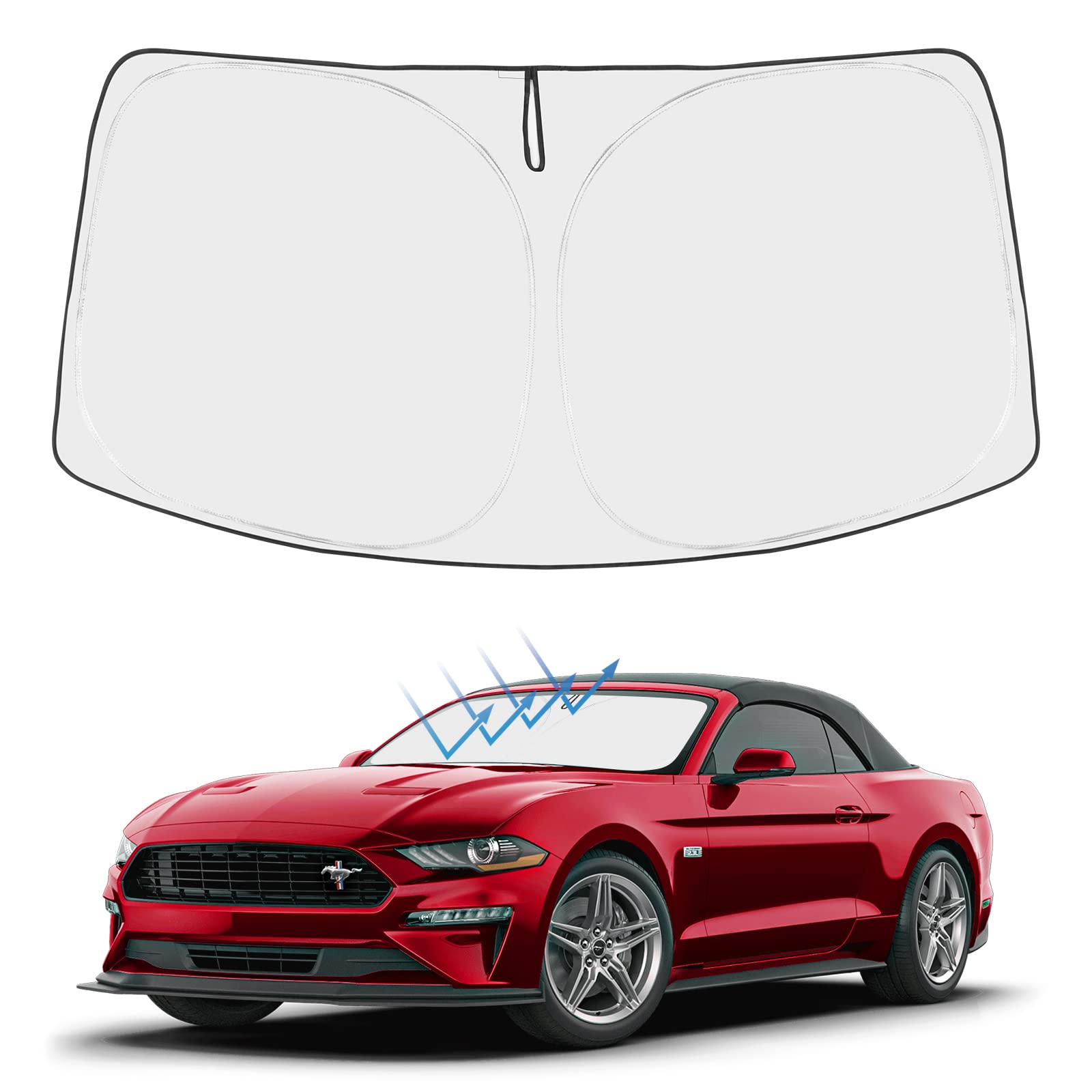 Photo 1 of Proadsy 2025 Upgrade Windshield Sun Shade Custom Fit Ford Mustang 2015-2023 (NOT for Ford Mustang Mach-E) 4-Layer Foldable Front Sunshade Protector Sun Visor Blocks UV Rays Keep Car Cooler Accessories