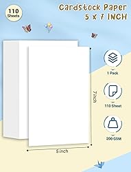 White Cardstock 5x7, 110 Sheets 5x7 Cardstock