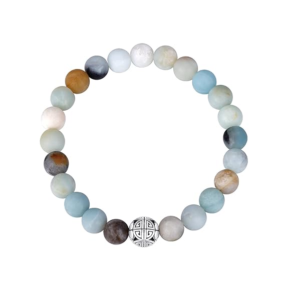 Natürliche 8 mm Edelsteine MetJakt Heilung Crystal Stretch Perlen Armband Armreif mit 925 Sterling Silber Double Happiness An
