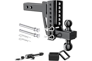 GAFONAXDRI Adjustable Trailer Hitch for 2 Inch Hitches Receiver, Extra Heavy Duty with 22,000 LBS Towing Weight, 2'' & 2-5/16'' Tow Ball, 8'' Drop/Rise, Bulletproof Locking Pin, Anti Rust, Anti Rattle (8")