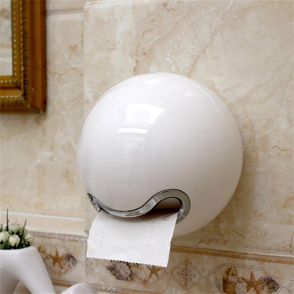 TOYM- Creative sucker toilet tissue boxes drawn carton avoid drilling holder ( Color : White )