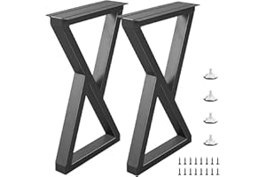 Rioychan 28 Inch Metal Desk Table Legs, Heavy Duty Industrial Style Dinning Table Leg Replacement Black Furniture Legs Set of 2 with Adjustment Feet Pads, Double Triangle