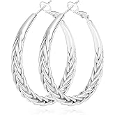 JEMARA Silver Hoop Earrings for Women Trendy Hypoallergenic 925 Sterling Silver Post Hoop Earrings Thick Twisted Large Silver Hoop Earrings 30/40/50MM