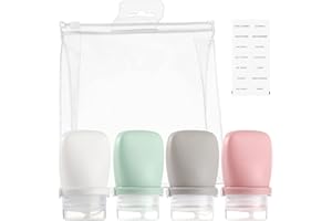 RONRONS 1oz Travel Bottles, Silicone Squeeze Sauce Salad Dressing Ketchup Condiment Bottles, Tsa Approved Leak Proof Containers for Toiletries Shampoo Conditioner Small (4 Pieces)