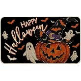 Artoid Mode Witch Hat Jack-O'-Lantern Halloween Doormat, Low-Profile Switch Rug Door Home Decor Mat Floor Mat for Indoor Outdoor 17x29 Inch