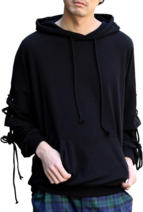 Amazon アズスーパーソニック As Super Sonic メンズ 日本製 袖レースアップ 長袖 ビッグ スウェット パーカー ブラック Free コート ジャケット 通販