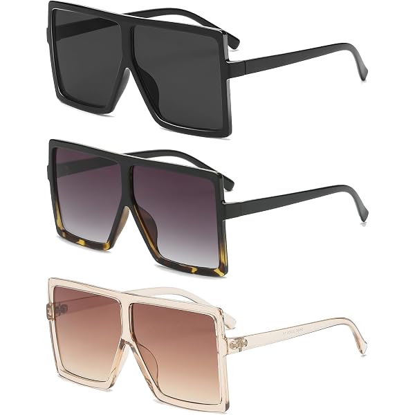 3 pieces Sunglasses Large Frame Retro Square glasses 3 Pieces Sunglasses For Women Men Large Frame Retro Square  main image 3