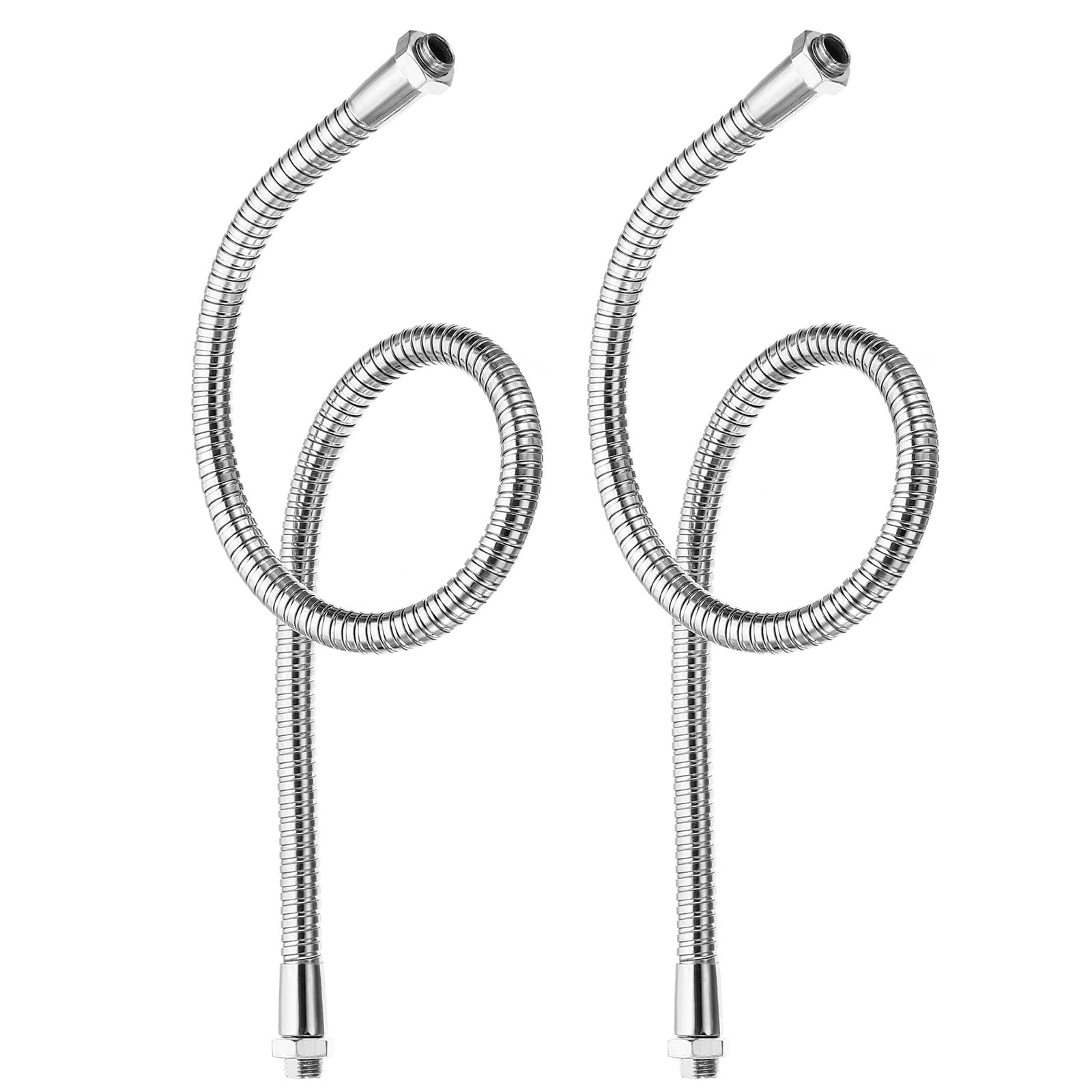 PATIKIL 19.7" Universal Gooseneck Hose, 2 Pcs M8 to M10 Fine Thread Metal Positioning Hose Flexible Arm Tube Extension for Lamp, DIY Equipment, Silver Tone