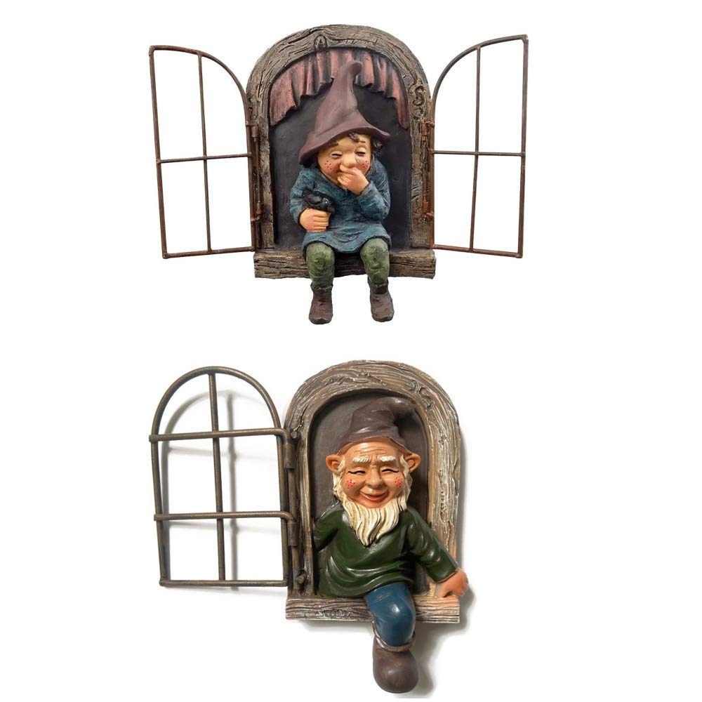 SUMPPIGGER Garden Gnome Statue Elf Out The Door Tree Hugger, Naughty Garden Peeker Yard Art, Funny Tree Sculpture Garden Decoration, Patio Yard Lawn Porch Ornament Gift