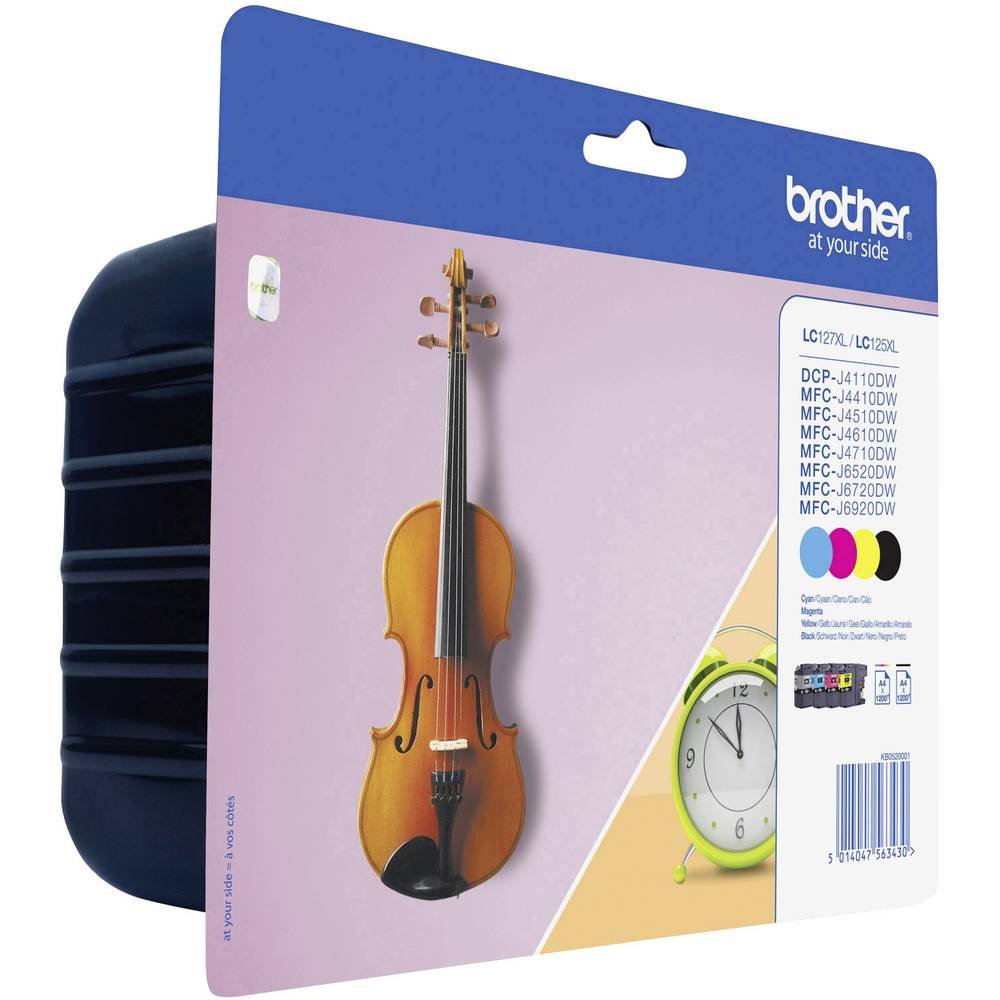 Brother LC-127XLBK/LC-125XLC/LC-125XLM/LC-125XLYVALBP Inkjet Cartridge, Black/Cyan/Magenta/Yellow, Multi-Pack, High Yield, Includes 4 x Inkjet Cartridges, Brother Genuine Supplies